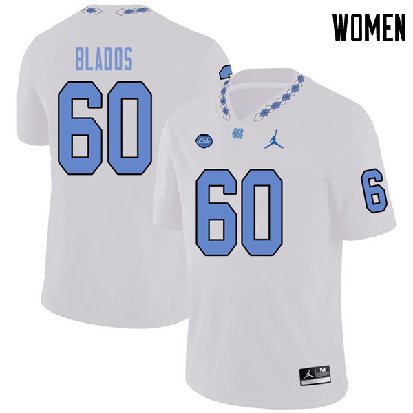 Jordan Brand Women #60 Brian Blados North Carolina Tar Heels College Football Jerseys Sale-White
